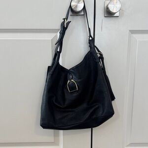 Ralph Lauren Purple Label Black Leather Shoulder Bag